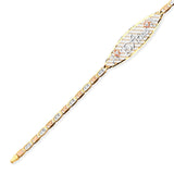 Valentino White CZ Quinceañera Bracelet In 14K Tri-Color Gold