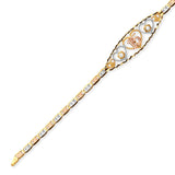 Valentino White CZ Quinceañera Bracelet In 14K Tri-Color Gold