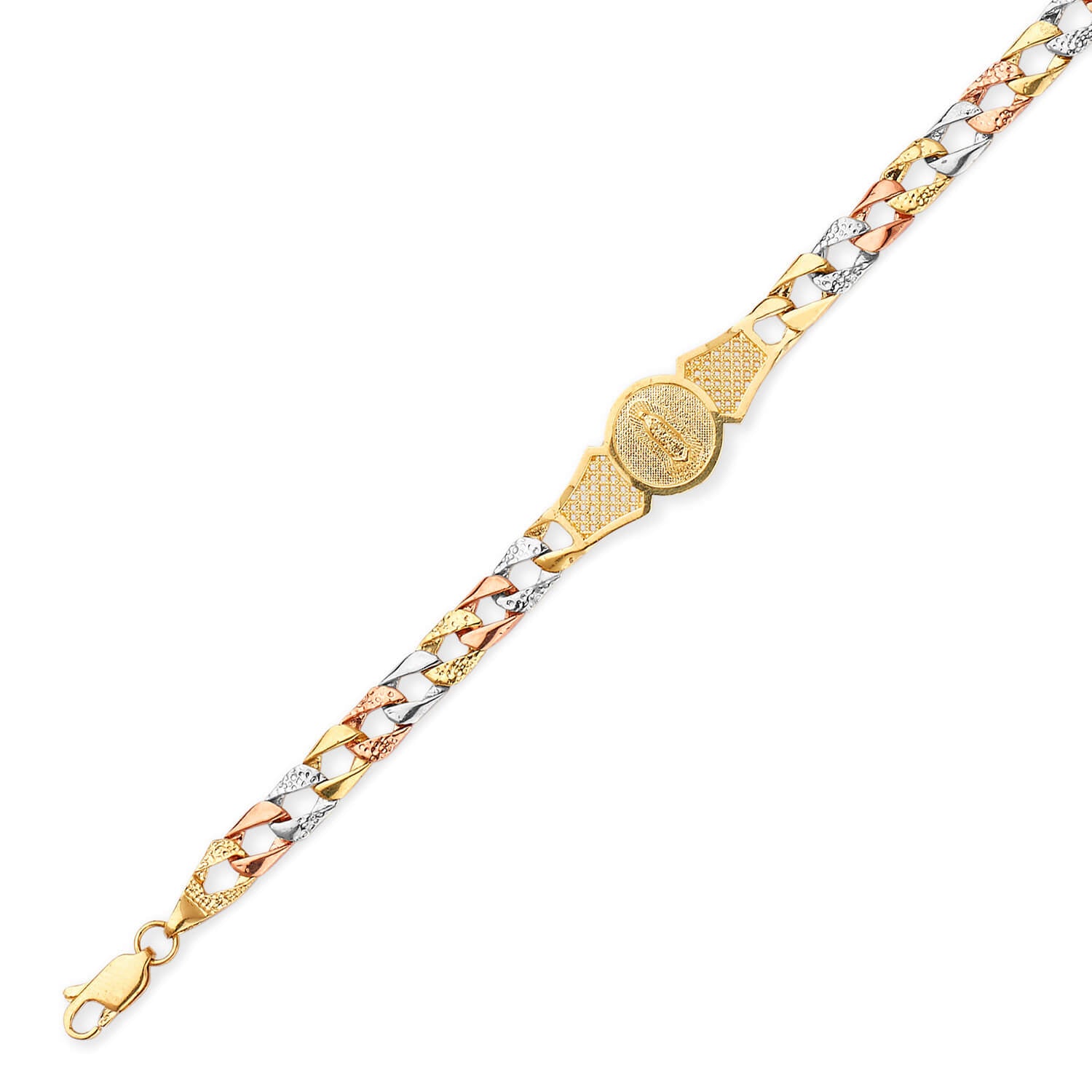 Cuban Kids Bracelet In 14K Tri-Color Gold