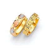 Huggie Earrings in 14K Tri-Color Gold