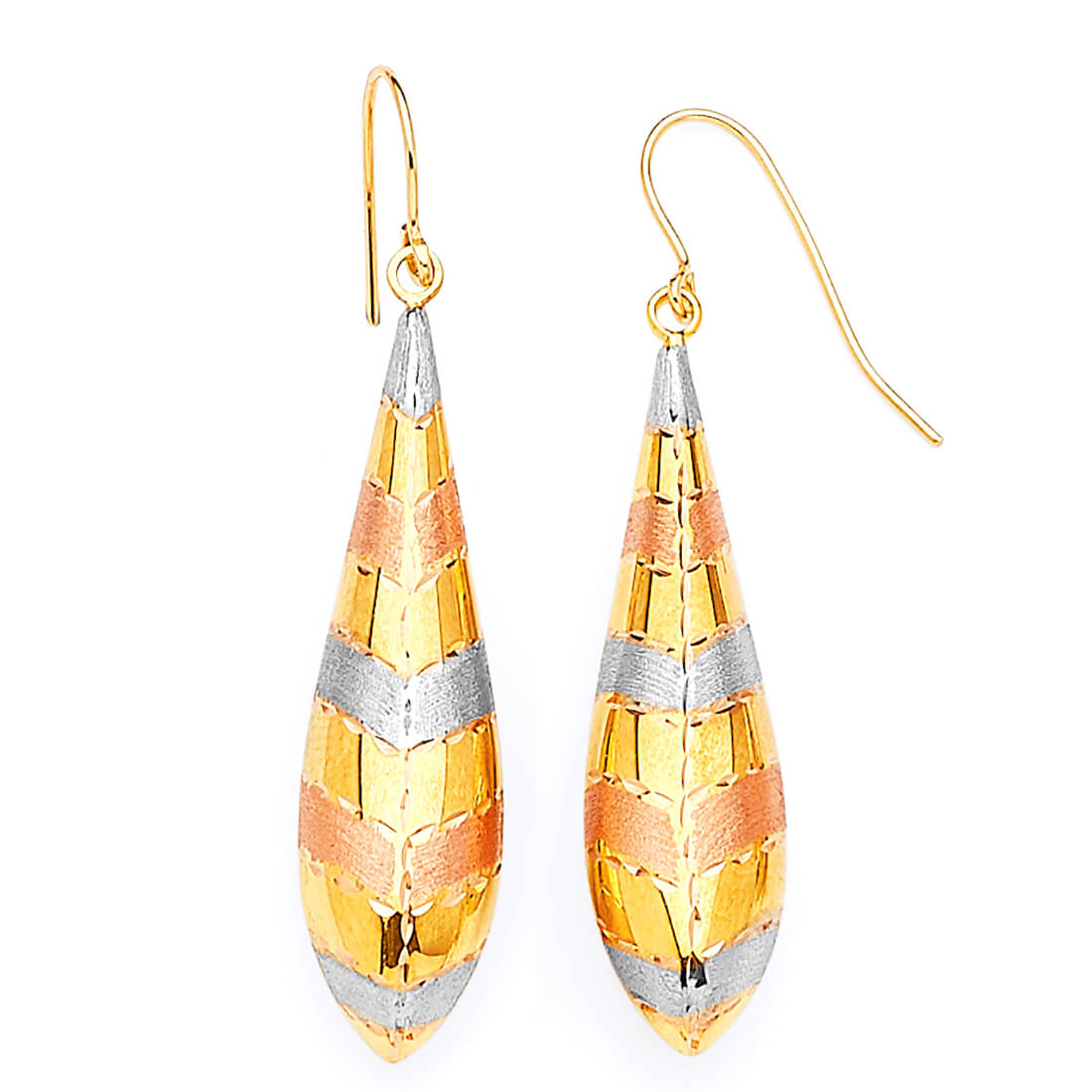 Teardrop Earrings in 14K Tri-Color Gold