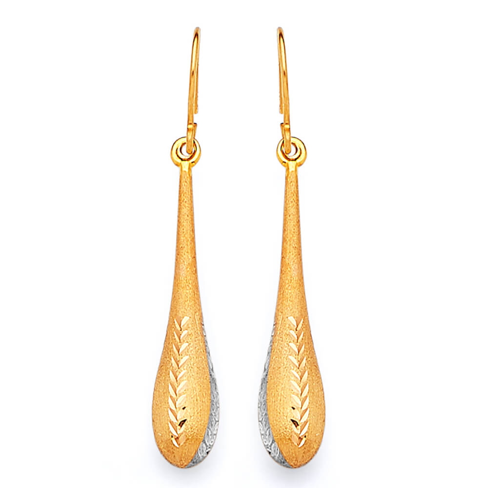 Teardrop Earrings in 14K Two-Tone Gold