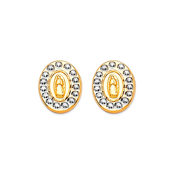 Guadalupe Stud Earrings in 14K Two-Tone Gold and Screw Backing