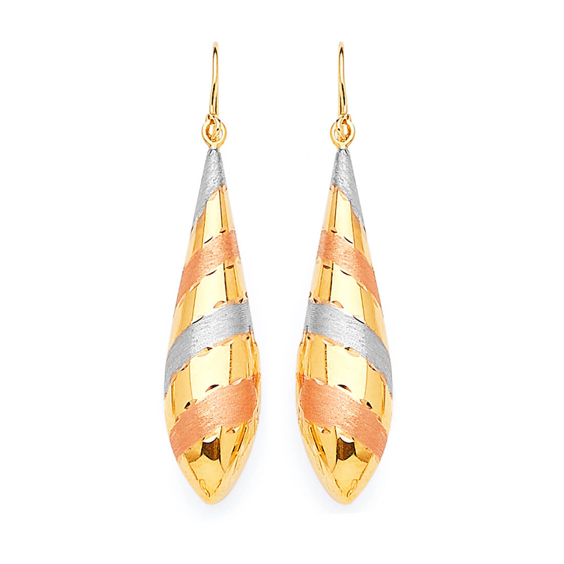 Teardrop Earrings in 14K Tri-Color Gold