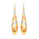 Teardrop Earrings in 14K Tri-Color Gold