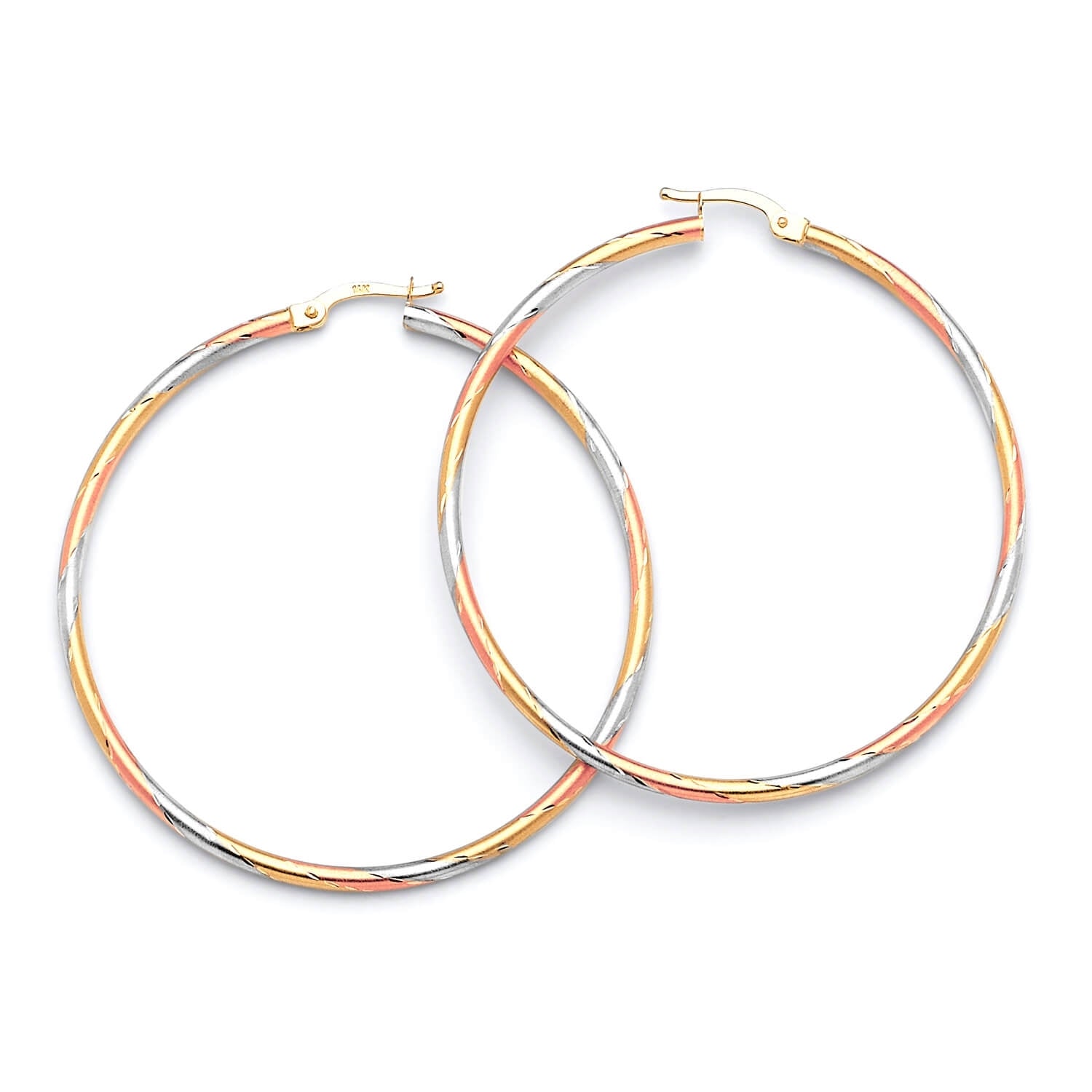 Hoop Earrings in 14K Tri-Color Gold