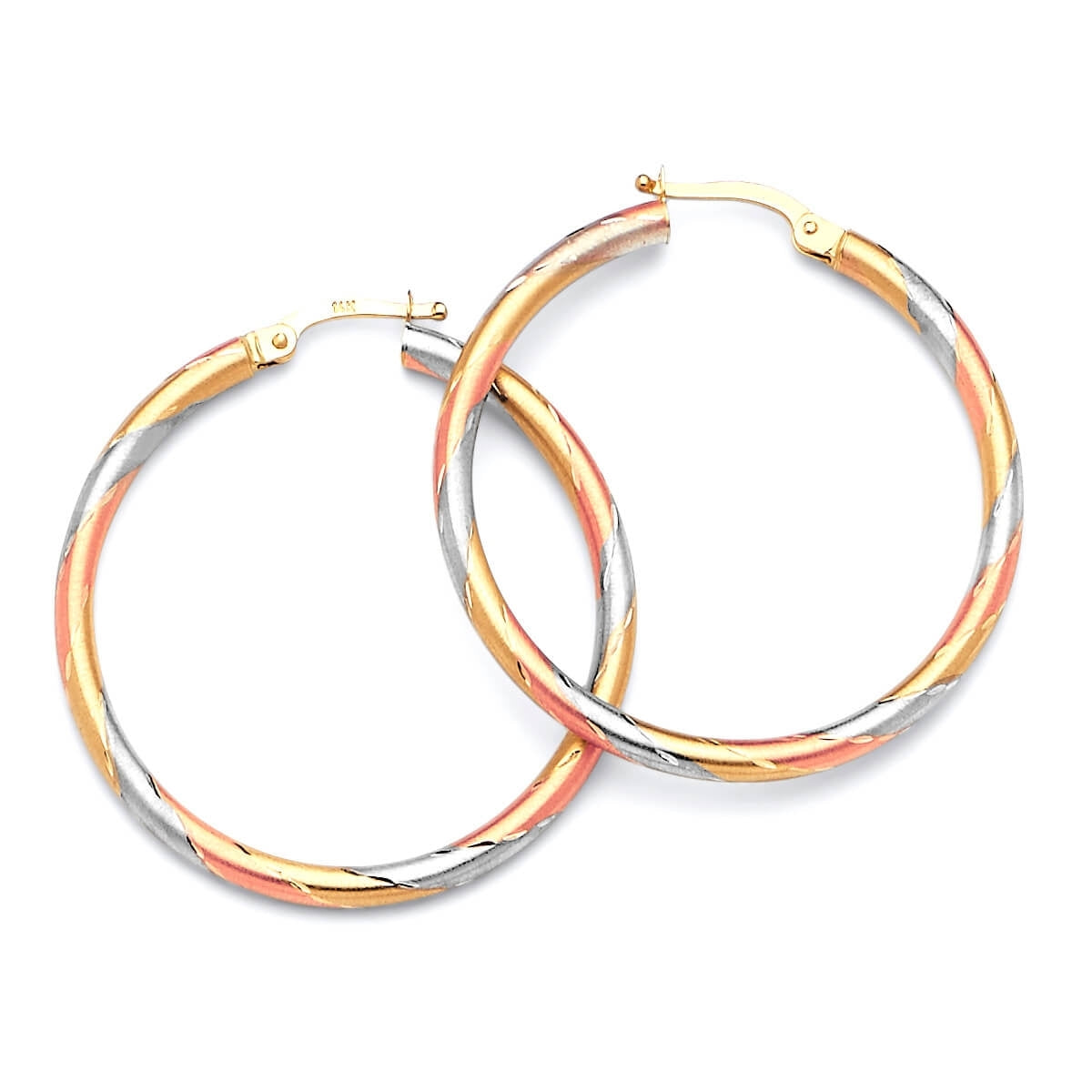 Hoop Earrings in 14K Tri-Color Gold
