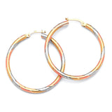 Hoop Earrings in 14K Tri-Color Gold