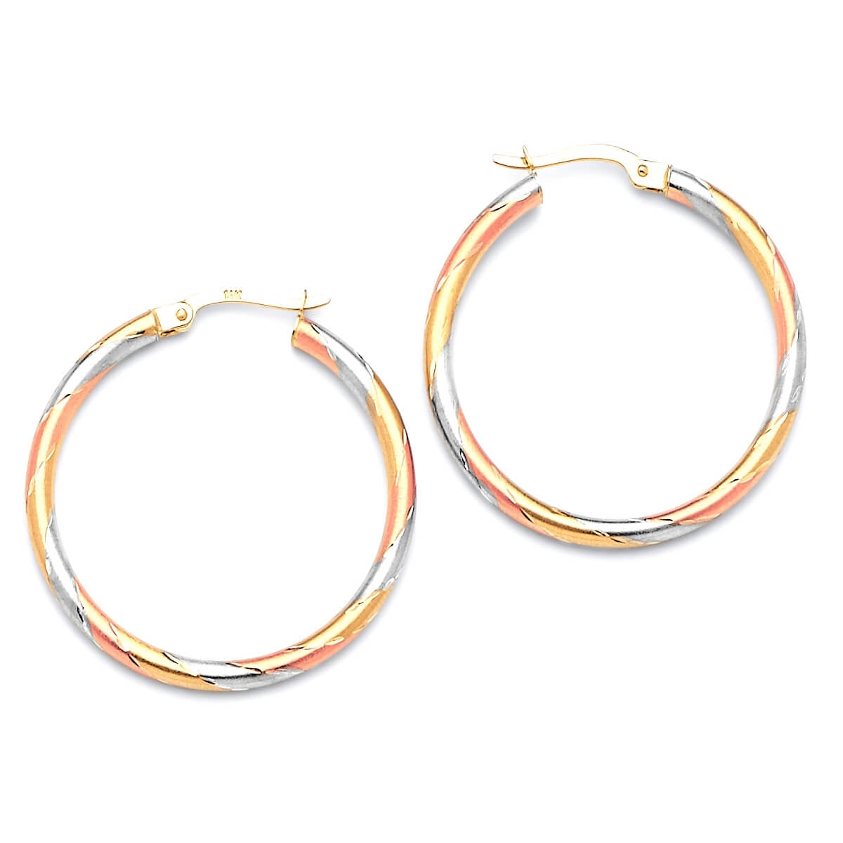 Hoop Earrings in 14K Tri-Color Gold
