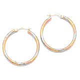 Hoop Earrings in 14K Tri-Color Gold