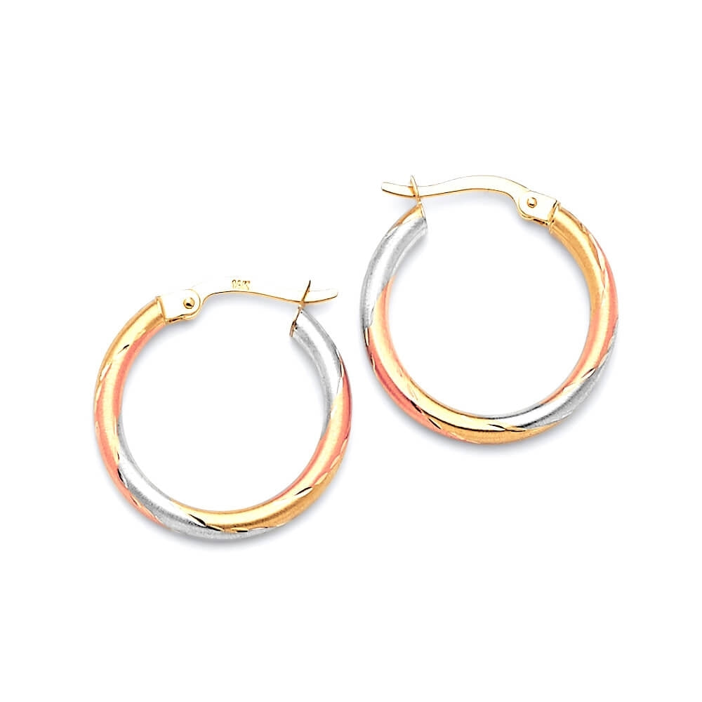 Hoop Earrings in 14K Tri-Color Gold