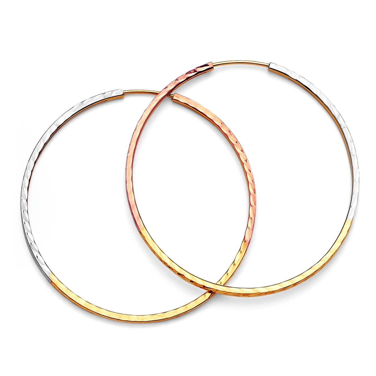Hoop Earrings in 14K Tri-Color Gold