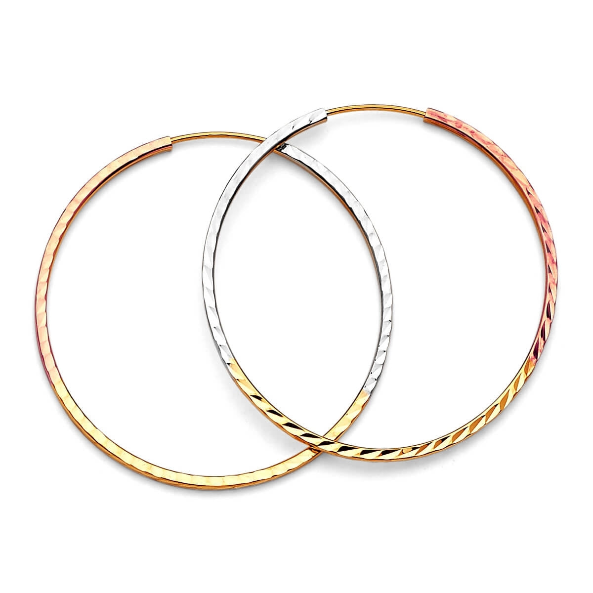 Hoop Earrings in 14K Tri-Color Gold