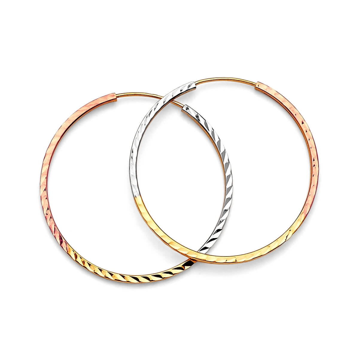 Hoop Earrings in 14K Tri-Color Gold