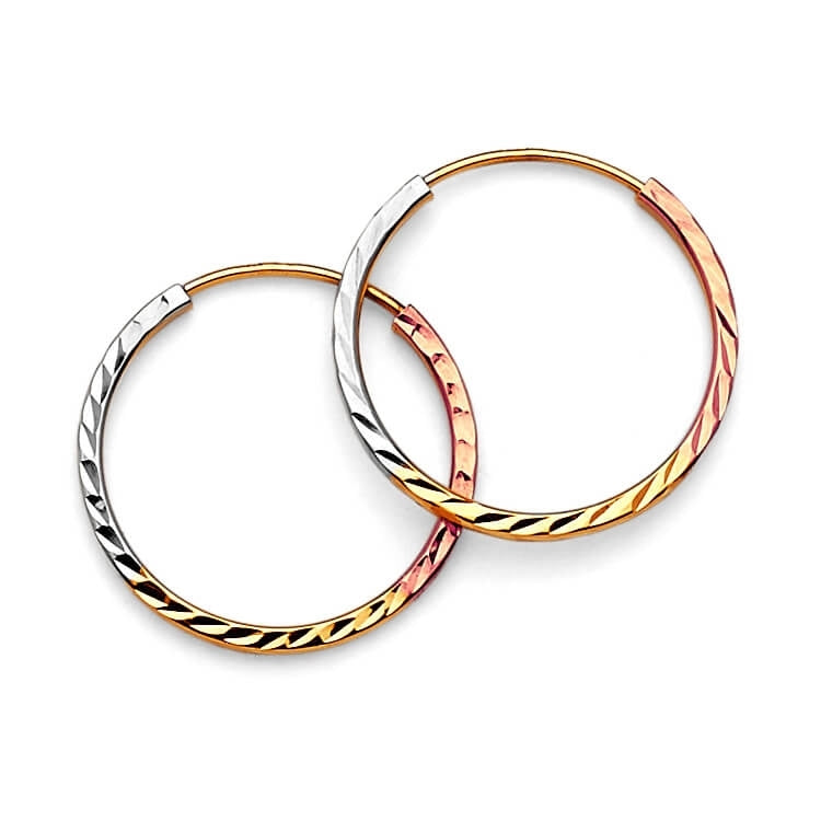 Hoop Earrings in 14K Tri-Color Gold