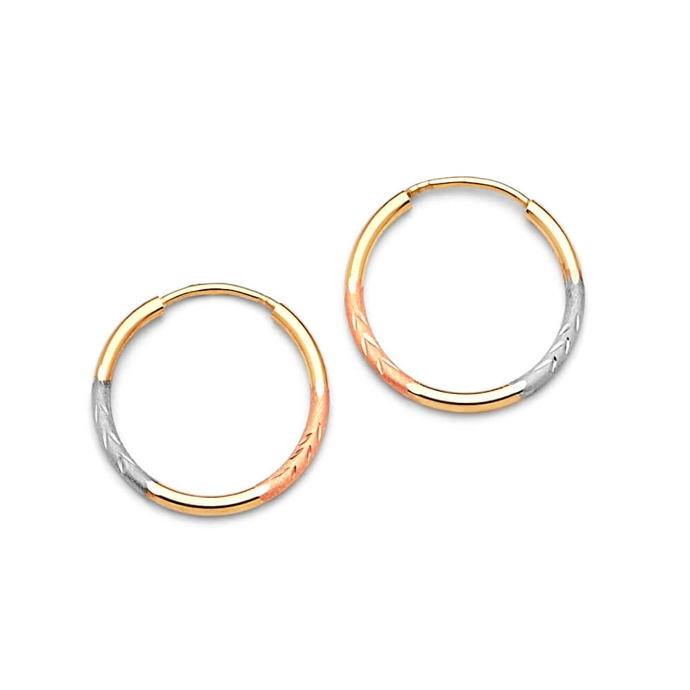 Hoop Earrings in 14K Tri-Color Gold