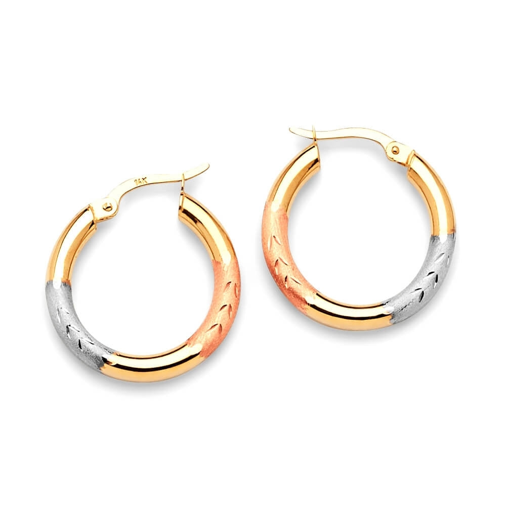 Hoop Earrings in 14K Tri-Color Gold