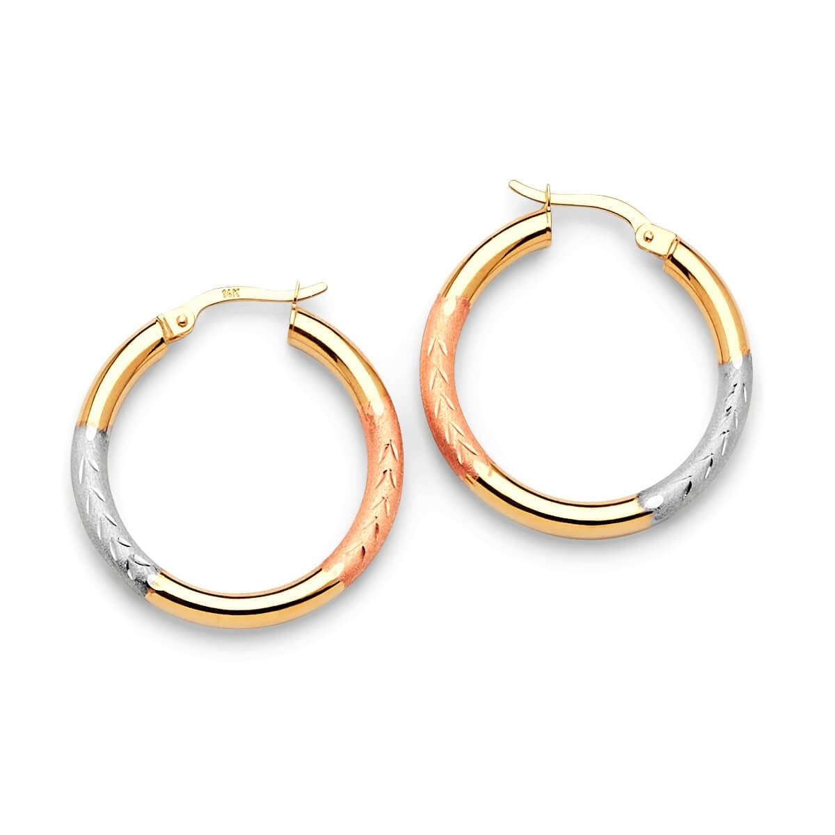 Hoop Earrings in 14K Tri-Color Gold