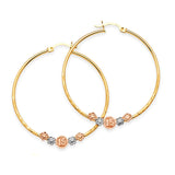 Flower Hoop Earrings in 14K Tri-Color Gold