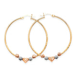 Heart Hoop Earrings in 14K Tri-Color Gold