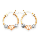 Heart Hoop Earrings in 14K Tri-Color Gold