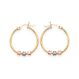 Flower Hoop Earrings in 14K Tri-Color Gold