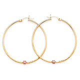 Flower Hoop Earrings in 14K Two-Tone Gold