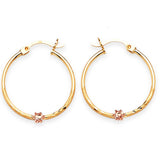 Flower Hoop Earrings in 14K Two-Tone Gold