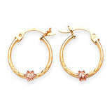 Flower Hoop Earrings in 14K Two-Tone Gold
