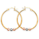 Flower Hoop Earrings in 14K Tri-Color Gold