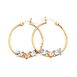 Heart Hoop Earrings in 14K Tri-Color Gold