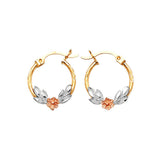Flower Hoop Earrings in 14K Tri-Color Gold