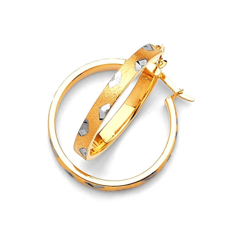 Heart Hoop Earrings in 14K Two-Tone Gold