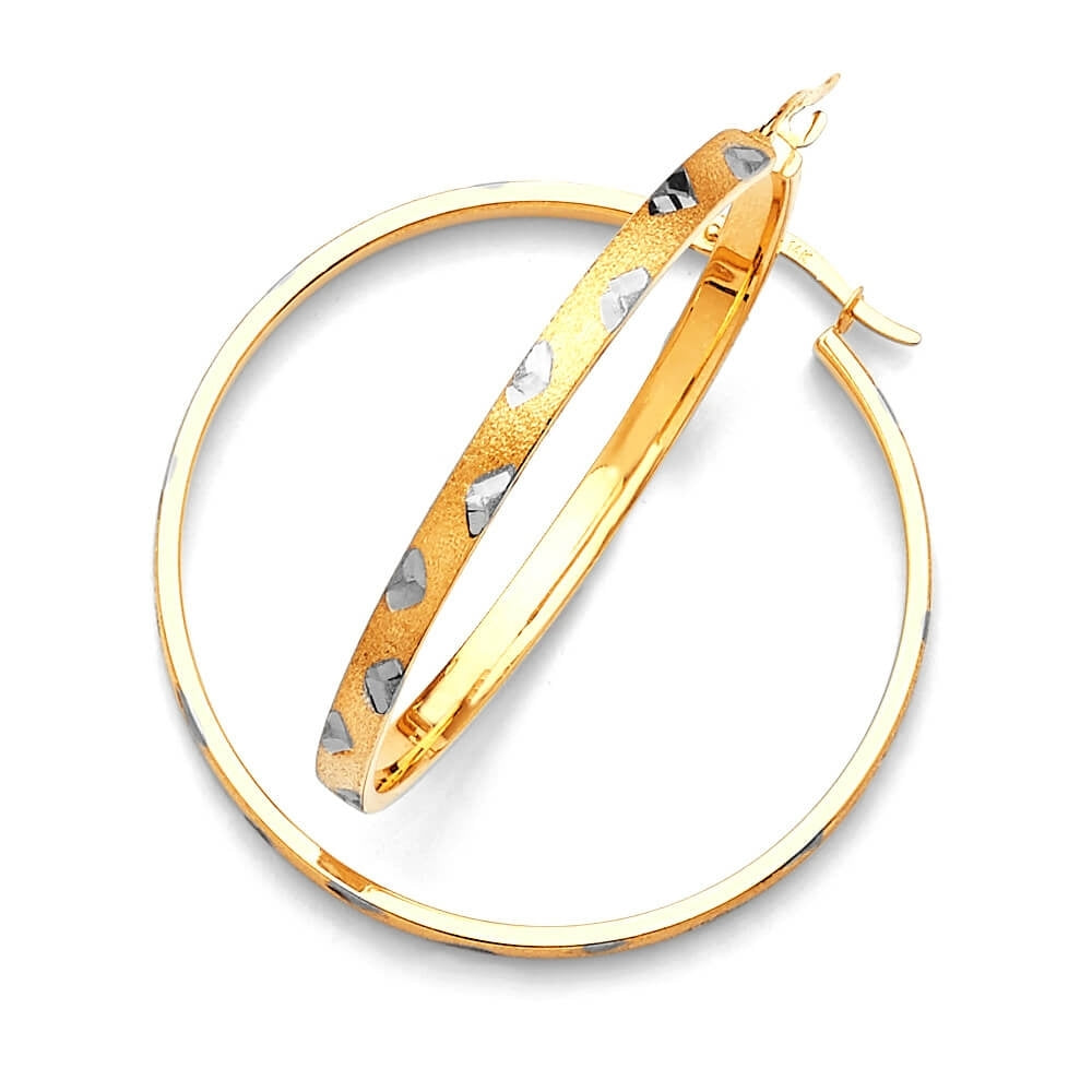 Heart Hoop Earrings in 14K Two-Tone Gold