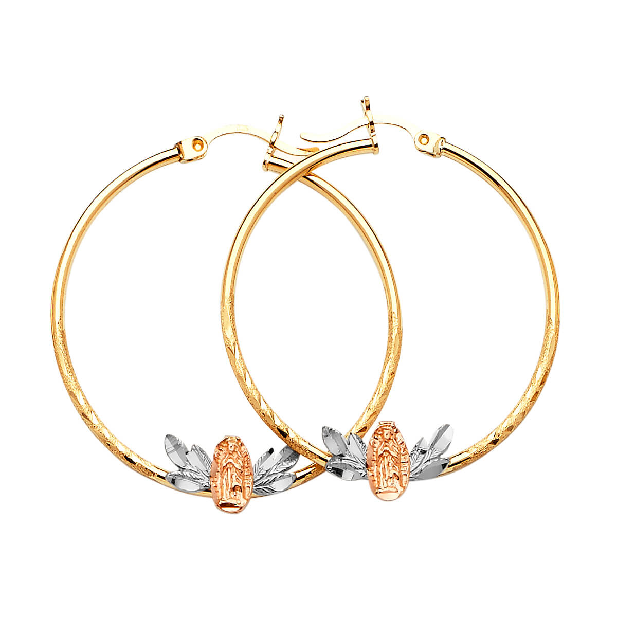 Guadalupe Hoop Earrings in 14K Tri-Color Gold
