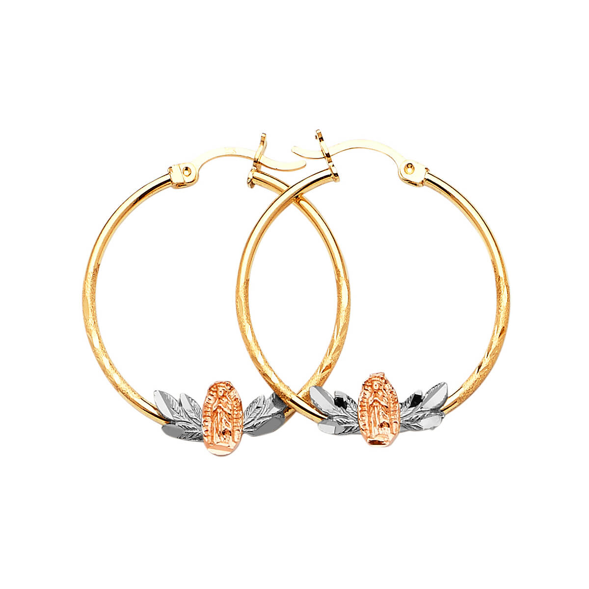 Guadalupe Hoop Earrings in 14K Tri-Color Gold