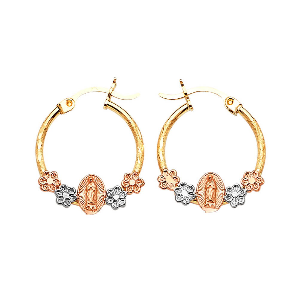 Guadalupe Hoop Earrings in 14K Tri-Color Gold