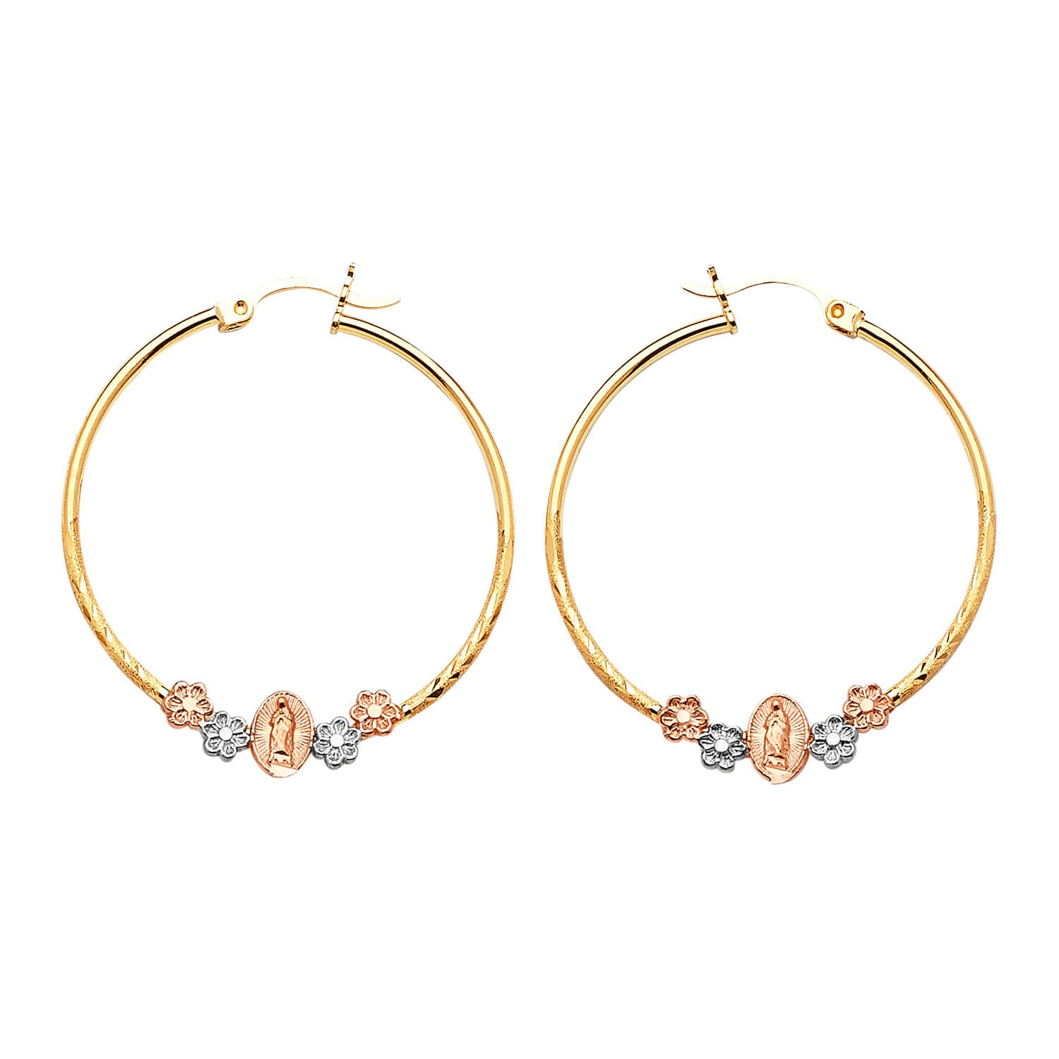 Guadalupe Hoop Earrings in 14K Tri-Color Gold