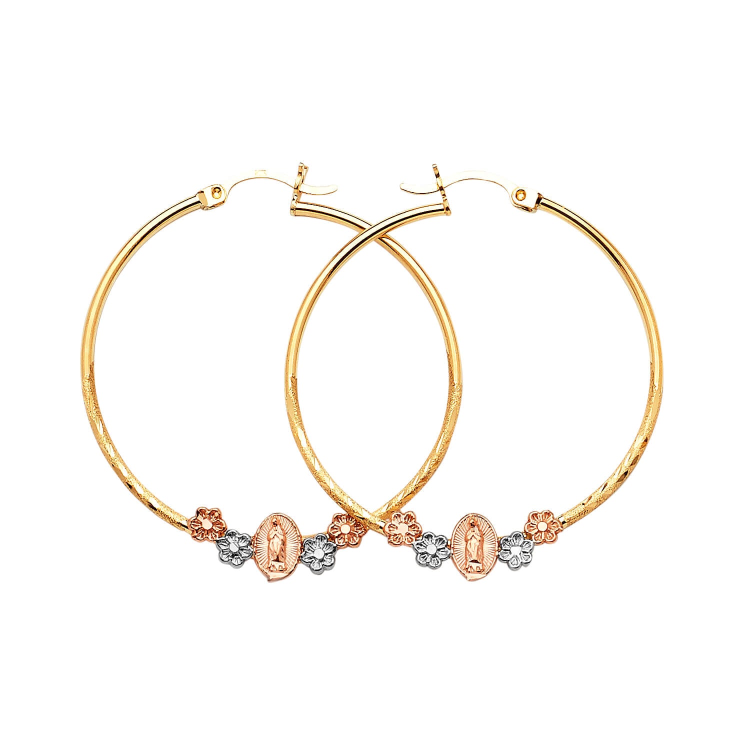 Guadalupe Hoop Earrings in 14K Tri-Color Gold
