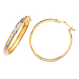 Bangle Hoop Earrings in 14K Tri-Color Gold