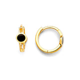 Huggie Earrings with Onyx in 14K Gold