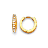 Huggie Earrings with White CZ in 14K Gold