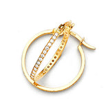 Huggie Earrings with White CZ in 14K Gold
