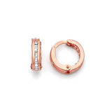 Huggie Earrings with White CZ in 14K Rose Gold