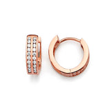 Huggie Earrings with White CZ in 14K Rose Gold