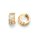 Huggie Earrings with White CZ in 14K Gold