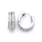 Huggie Earrings with White CZ in 14K White Gold