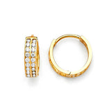 Huggie Earrings with White CZ in 14K Gold