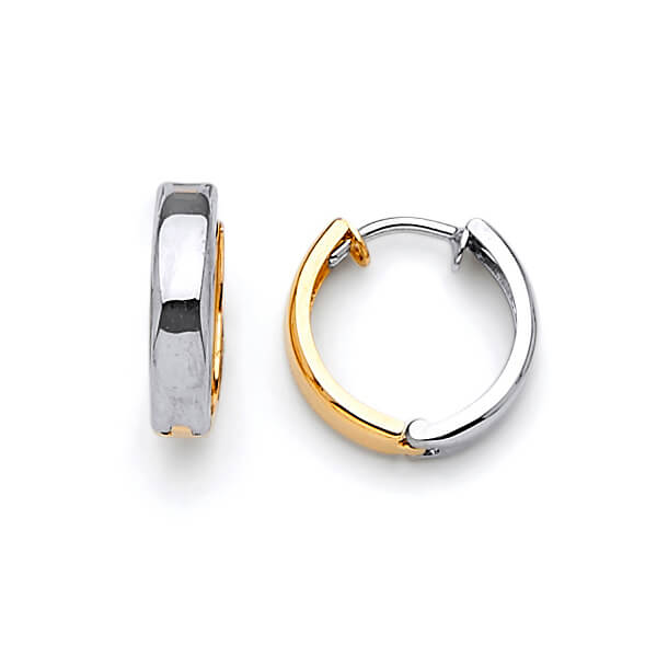 Huggie Earrings in 14K Two-Tone Gold