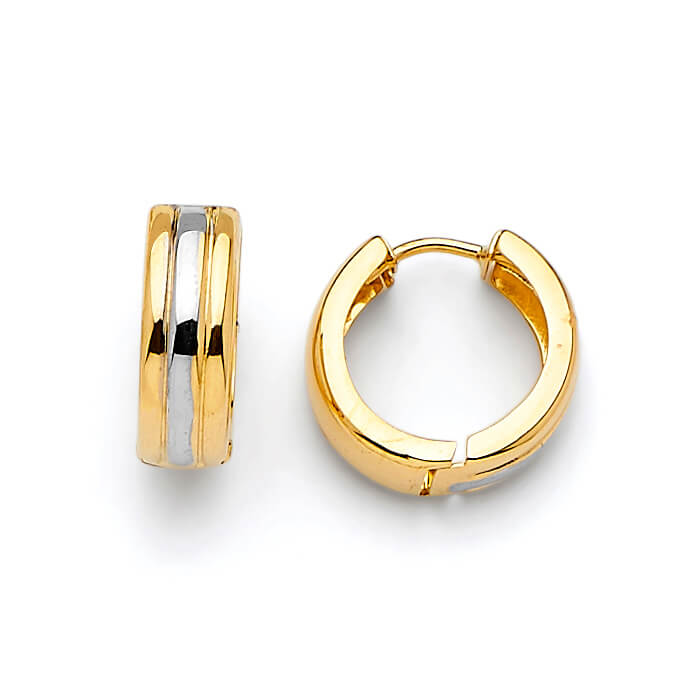 Huggie Earrings in 14K Two-Tone Gold